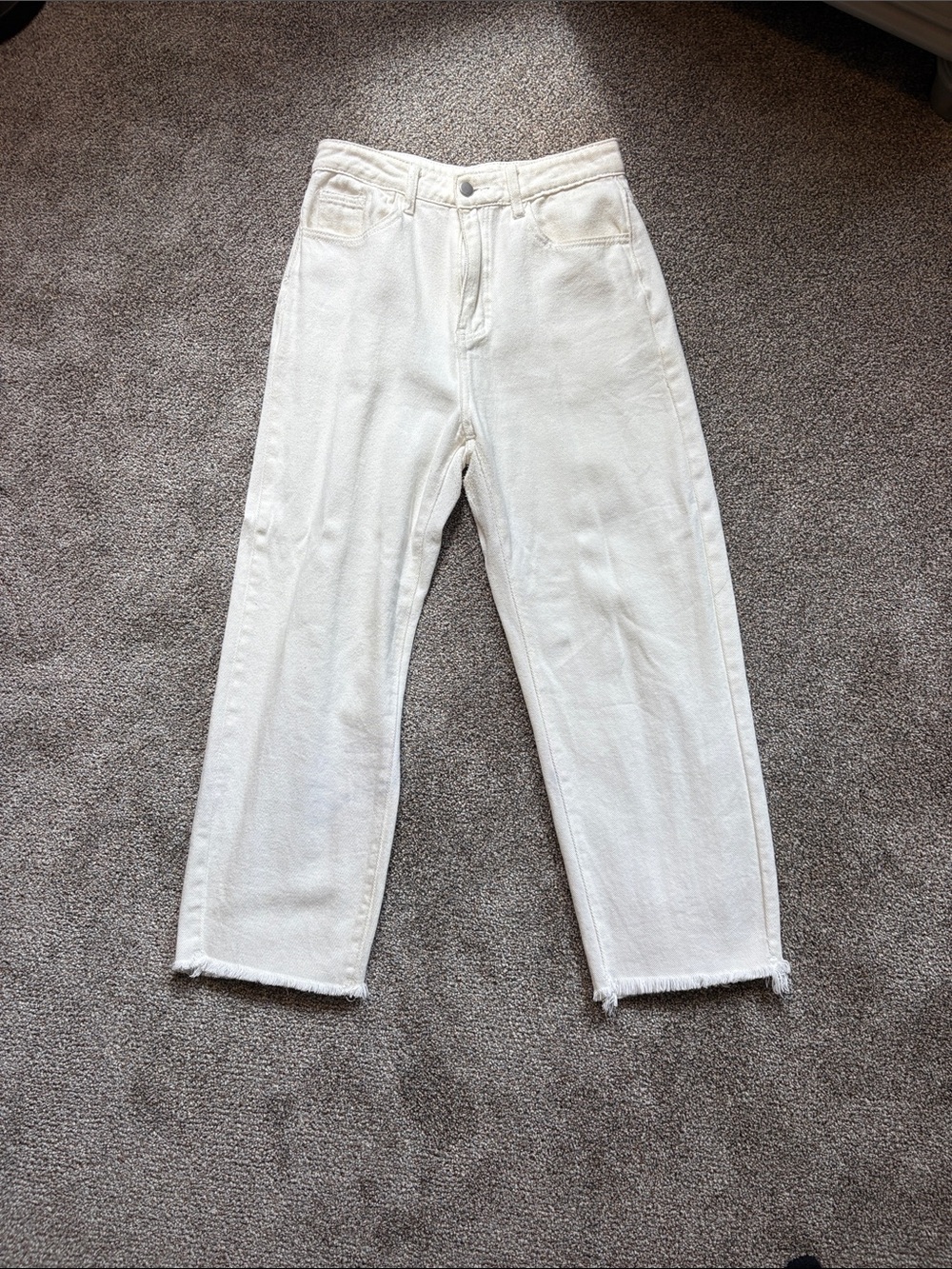 SHEIN Off-White High-Rise Straight Leg Jeans